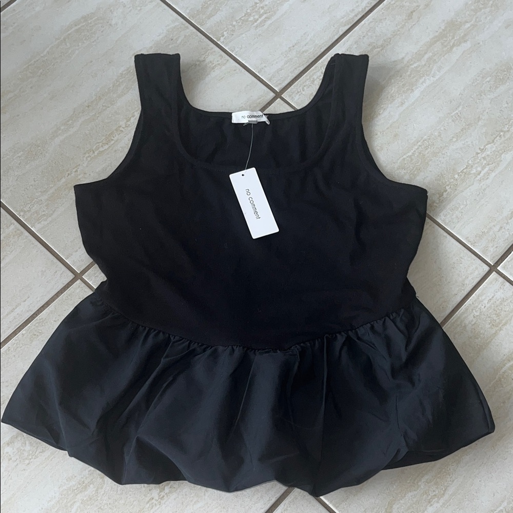 No comment Black Peplum Top Size Large (Medium)